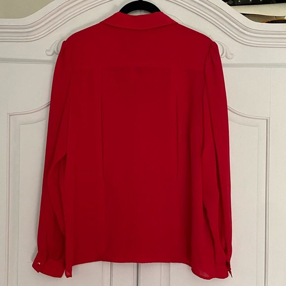 5/$25 Red Pleated Button Down Dress Shirt - Picture 2 of 3